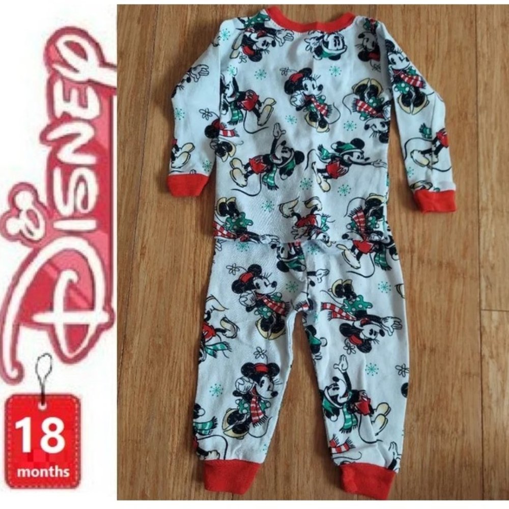 ⭐️5/$30 Minnie and Mickey holiday pajamas, 18 months